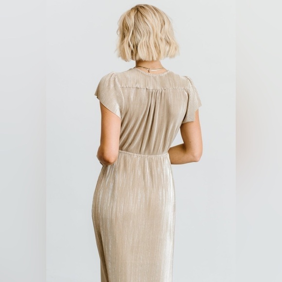 BALTIC BORN Athena Pleated Maxi Dress In Gold - Picture 3 of 12